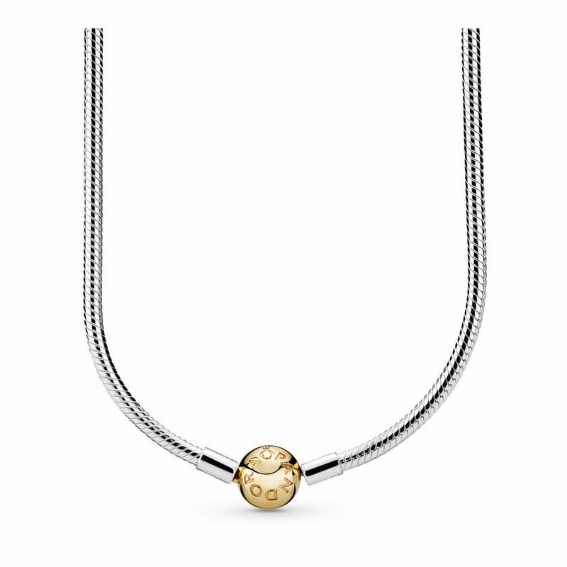 Pandora Charm Necklace With 14k Gold Clasp Ireland - Two Tone - 342879SRM